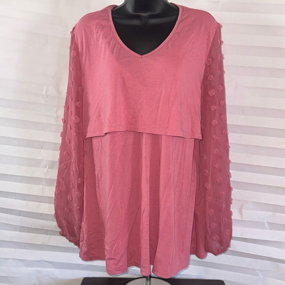 Coolmee Mauve Long Sleeve Blouse – Women's Size L Casual Top